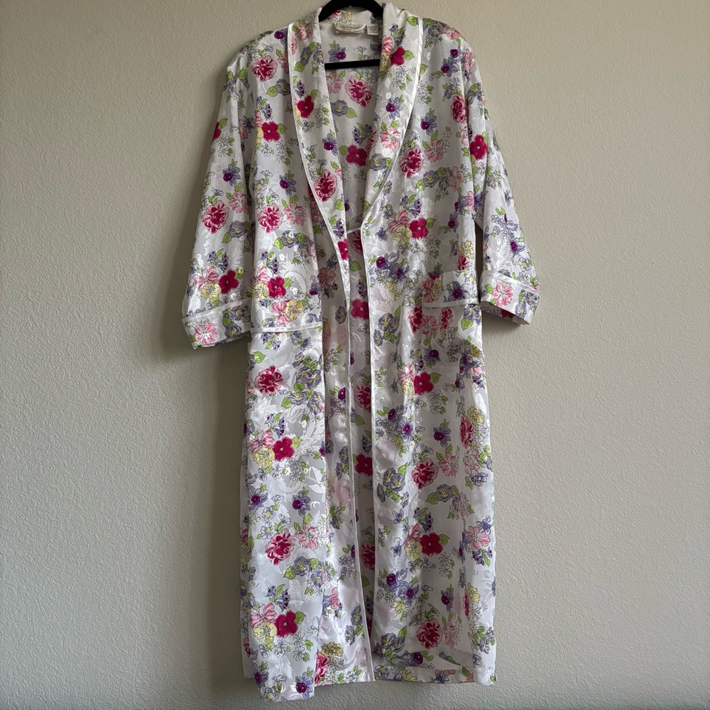 Vintage Victoria’s Secret Floral gold label Women's Robe jacquard satin small P